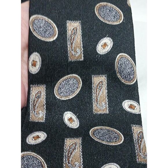 Alexander Lloyd 100% Imported Silk Black Print X-long Tie Made In USA - Picture 5 of 8